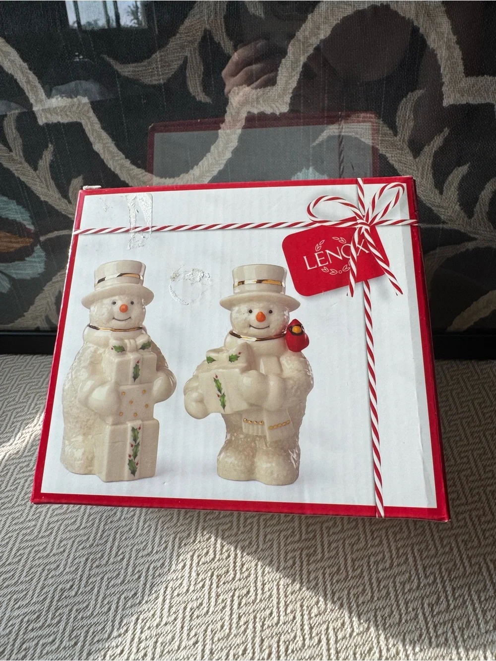 Lenox Happy Holly Days Snowman Salt & Pepper Shaker Set 4.1” with Original Box